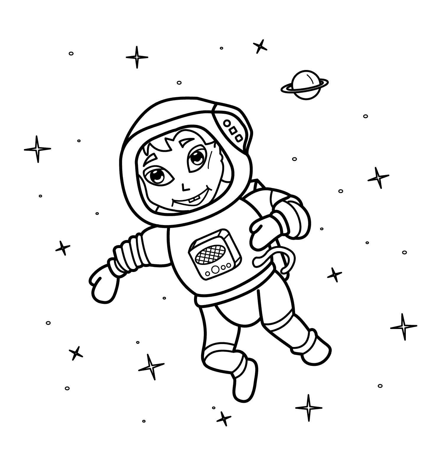 Astronaut in Space Printable Coloring Pages