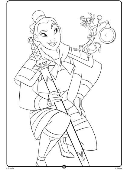 Mulan Disney Princess Coloring Sheet