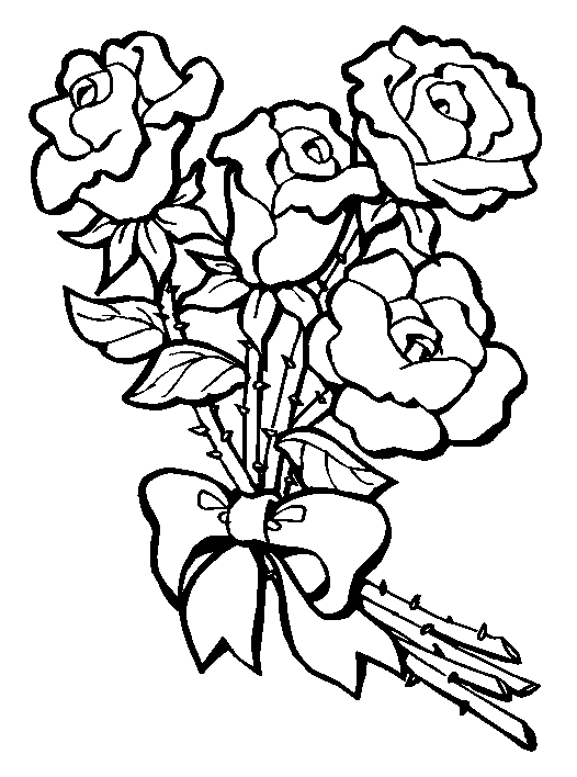 Rose Bouquet Coloring Pages