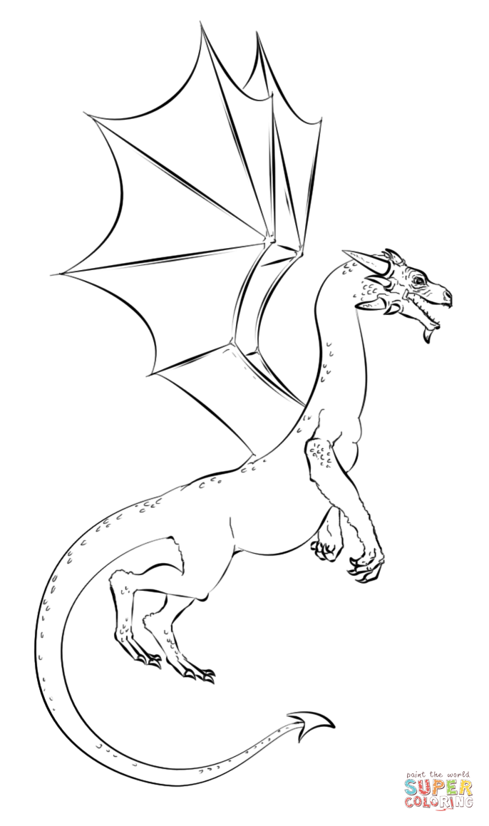 Realistic dragon coloring page