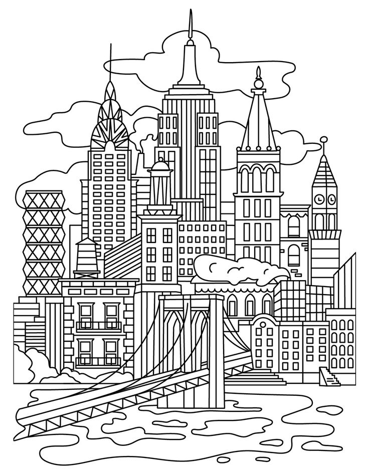City Buildings Coloring Pages
