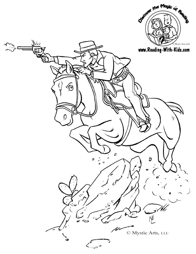 Cowboy and Horse Coloring Pages for kids