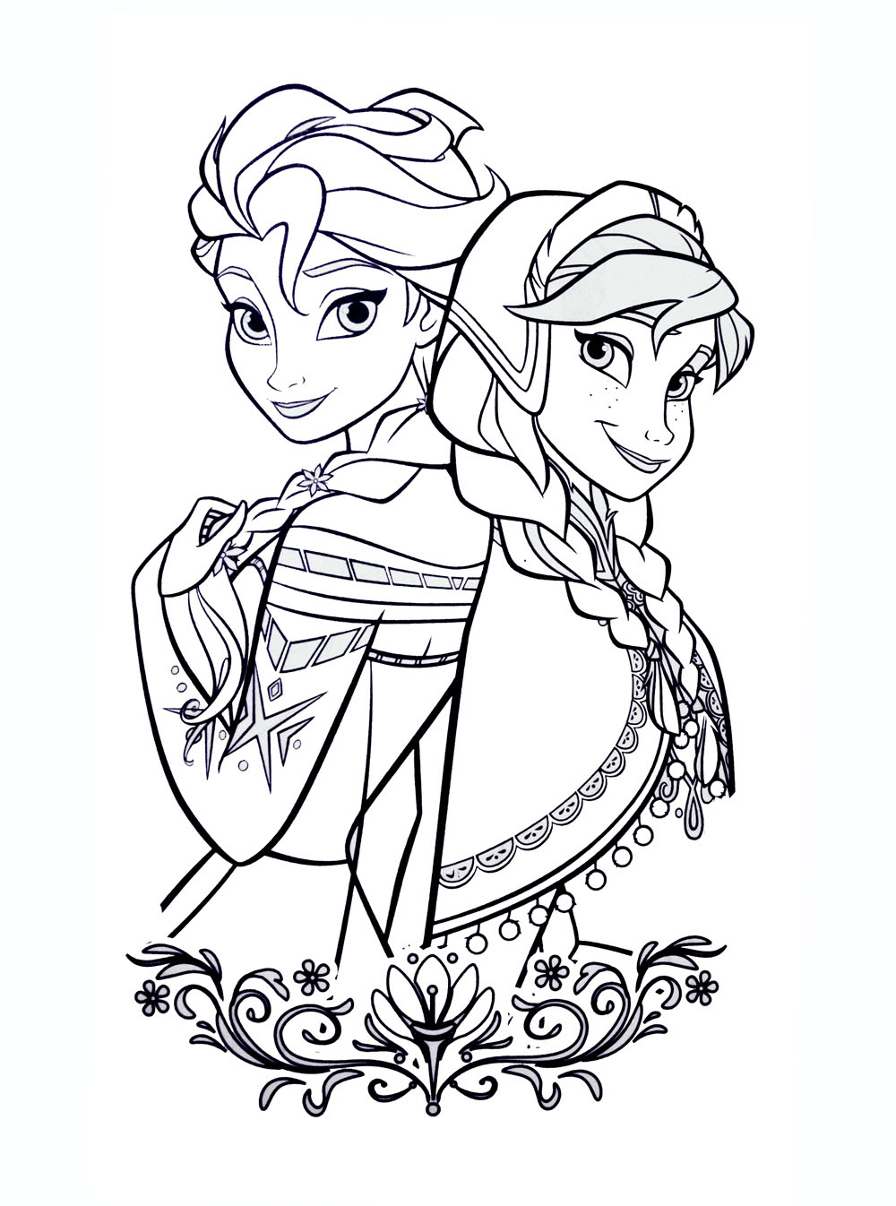 Frozen Anna and Elsa Coloring Page