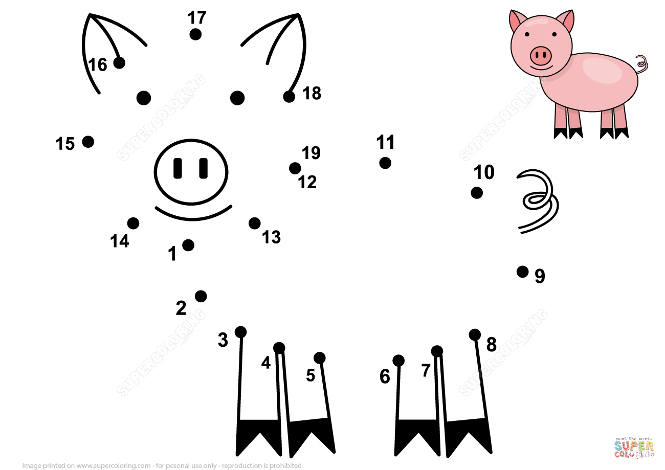 Cute little pig dot to dot