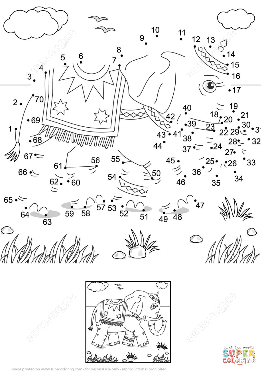 Walking indian elephant dot to dot