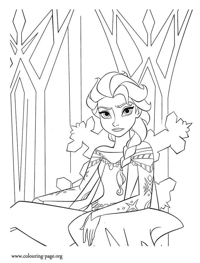 Elsa In The Ice Castle Coloring Page