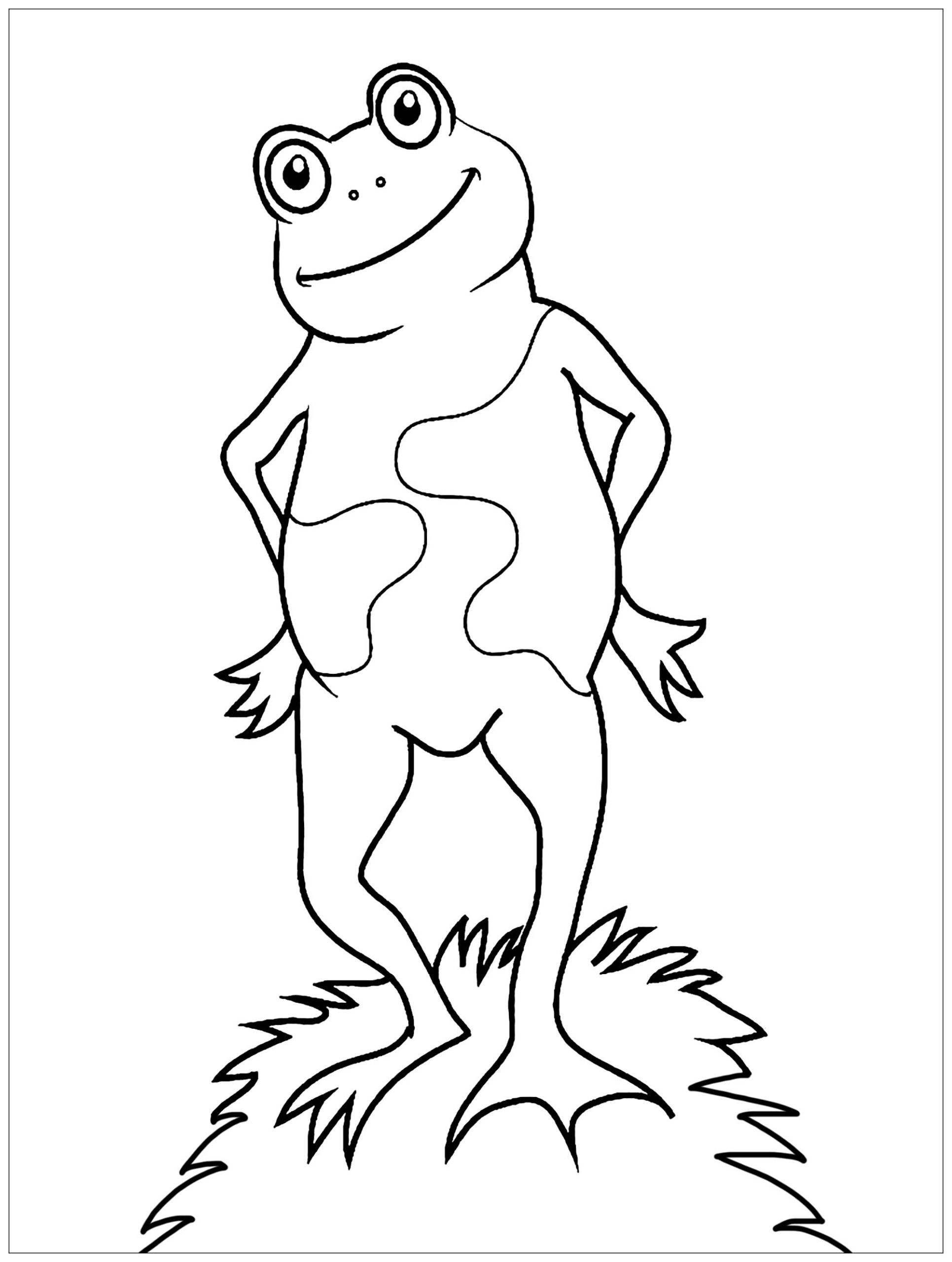 Funny Free Frogs coloring page to print and color