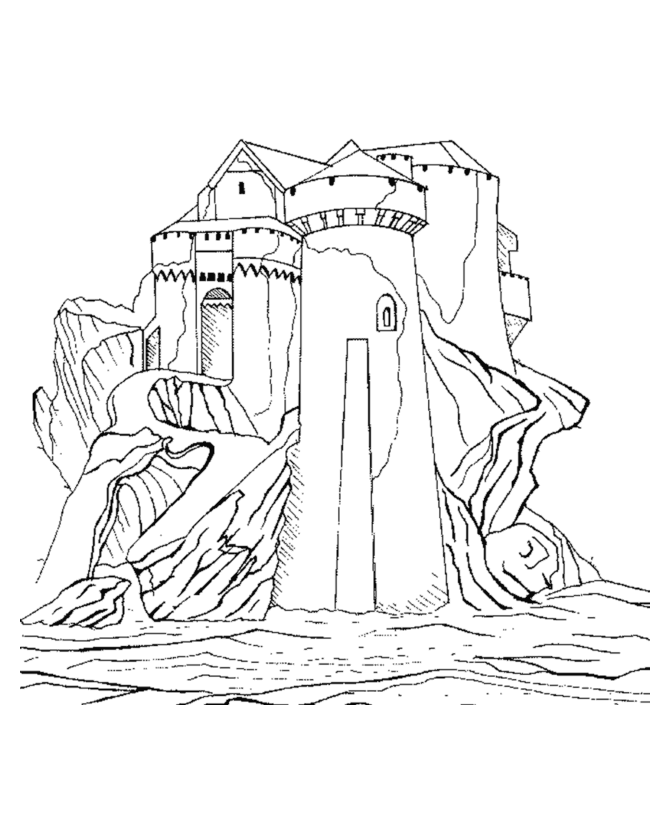 Medieval Castles And Churches Coloring Sheets