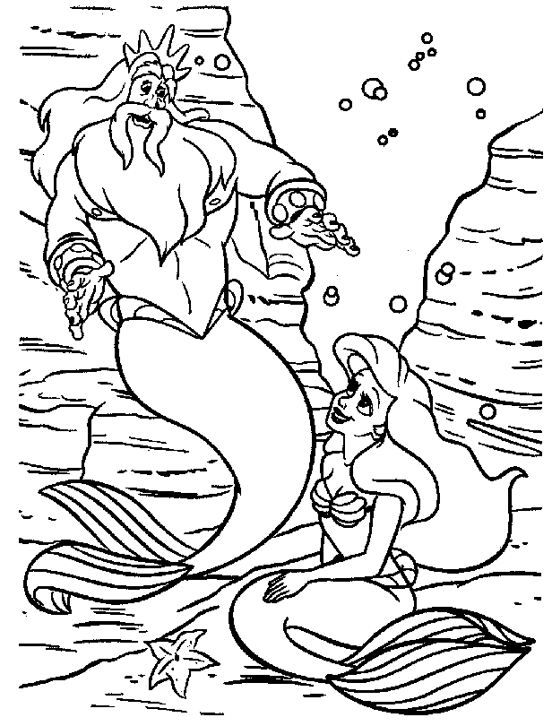 Ariel the mermaid coloring pages father