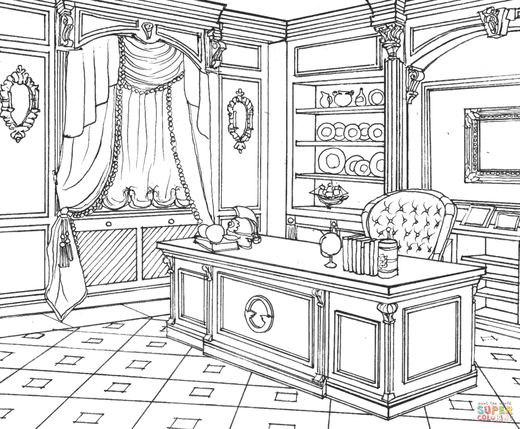 Cabinet in classic interior design