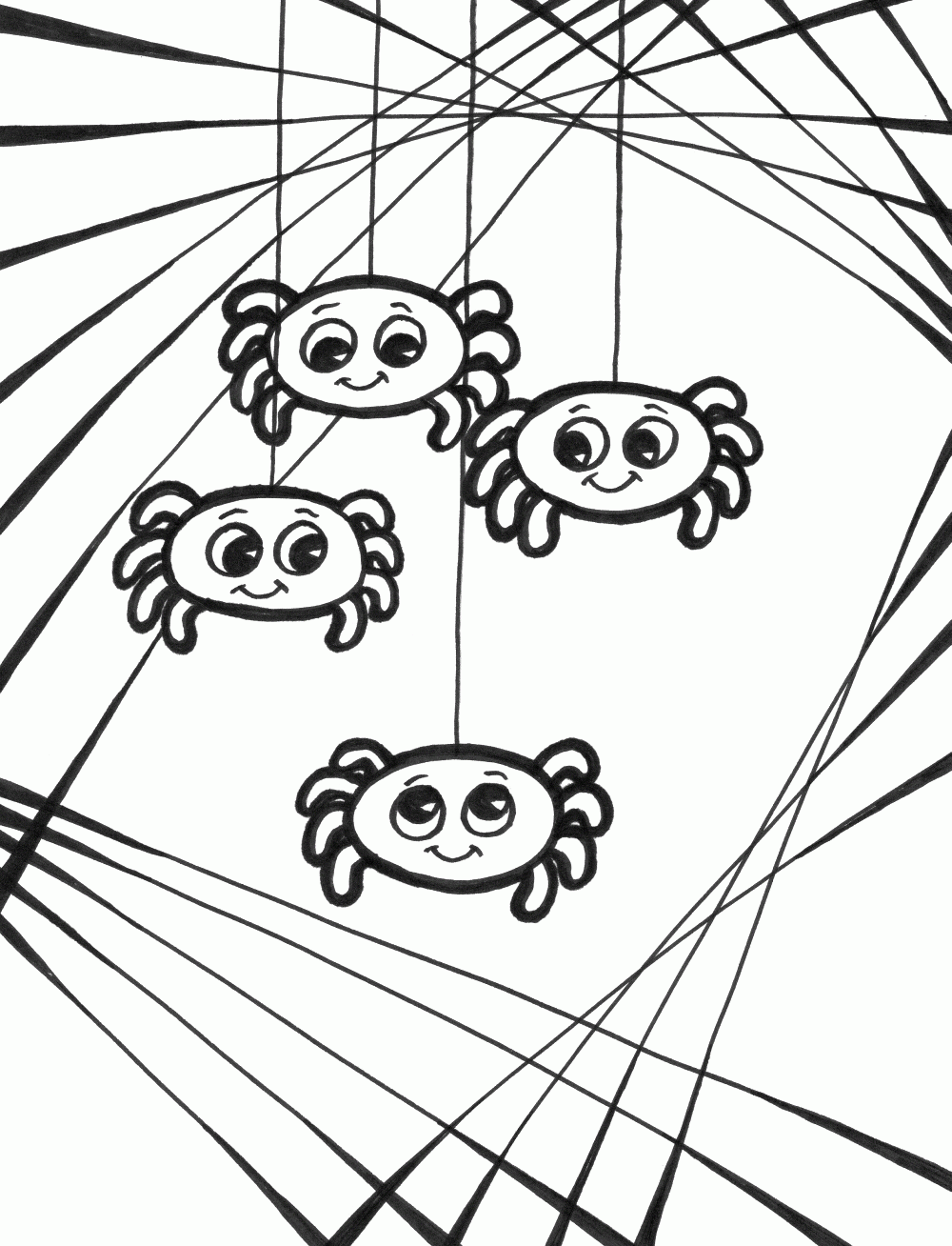 Four Spider Coloring Sheet