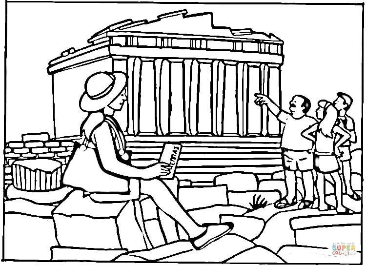 Printable Parthenon coloring page