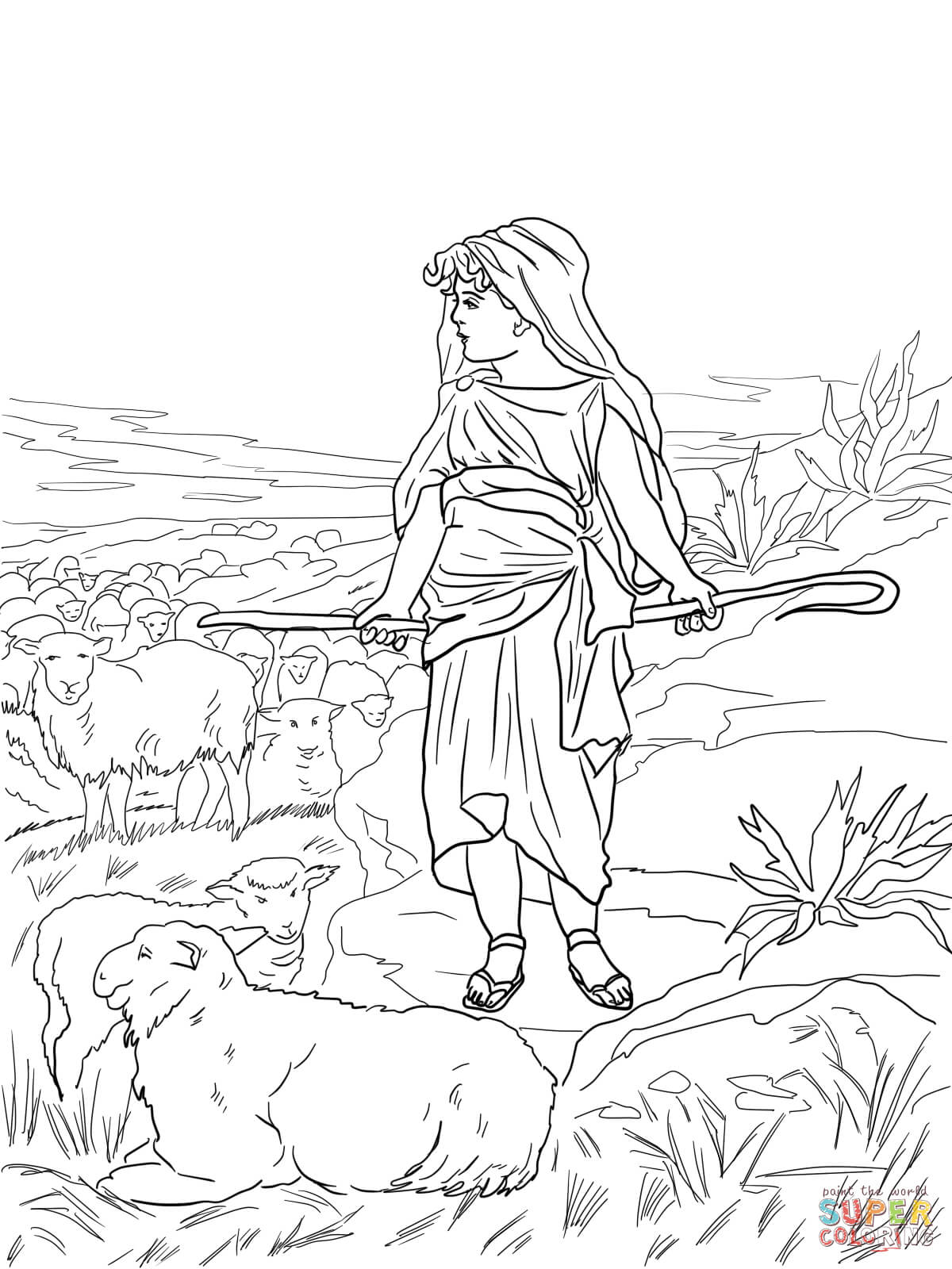 David the shepherd boy coloring page