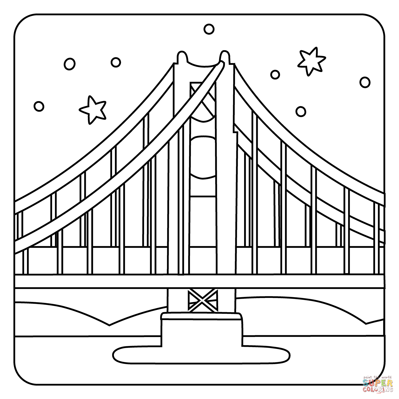 Bridge at night emoji coloring page