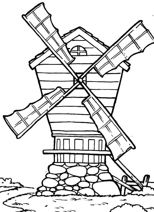 Country Windmills Coloring Pages