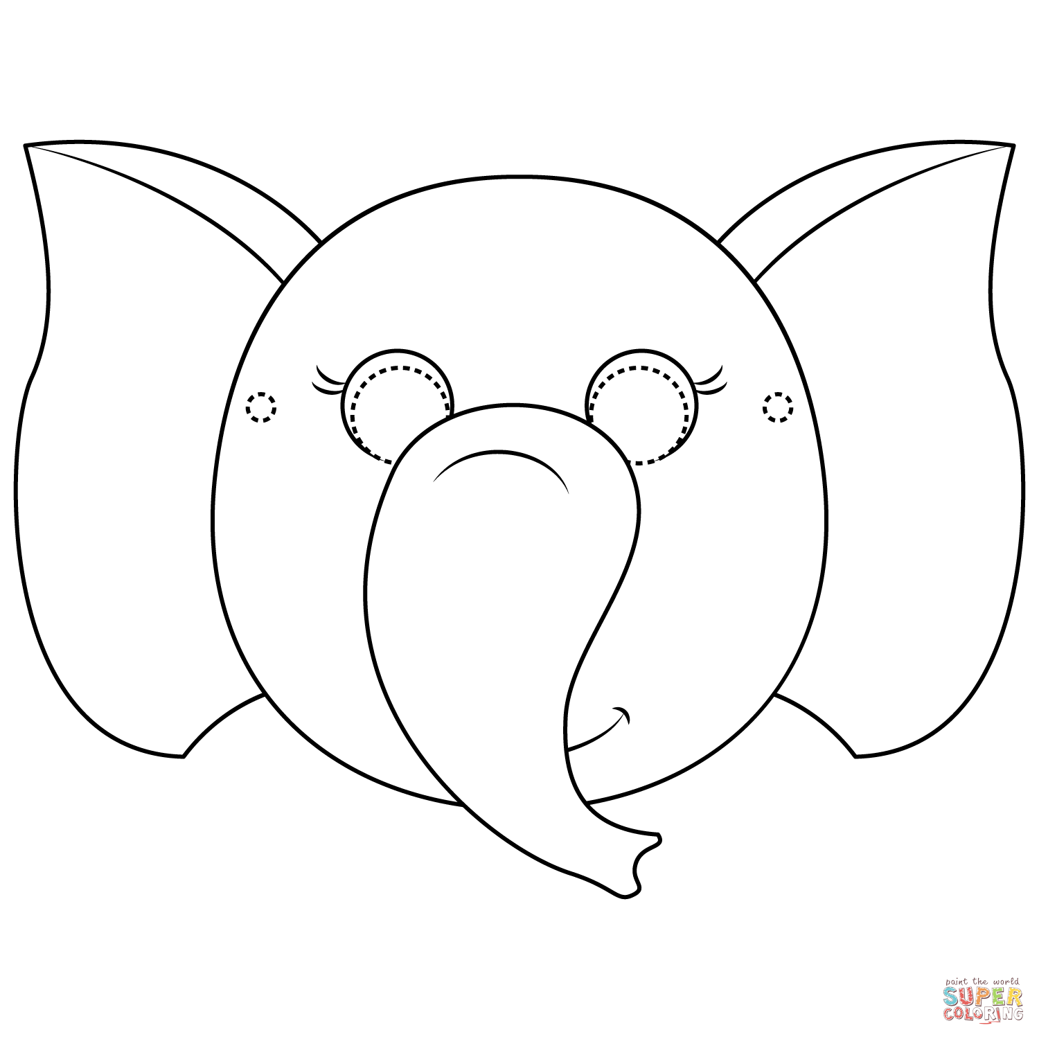 New Elephant Mask Coloring Page