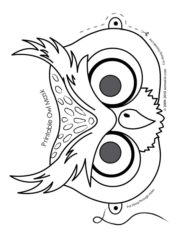 Owl mask coloring page