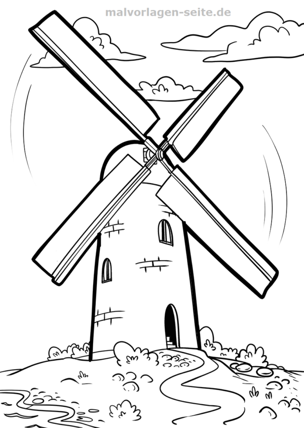 Coloring Page Windmill