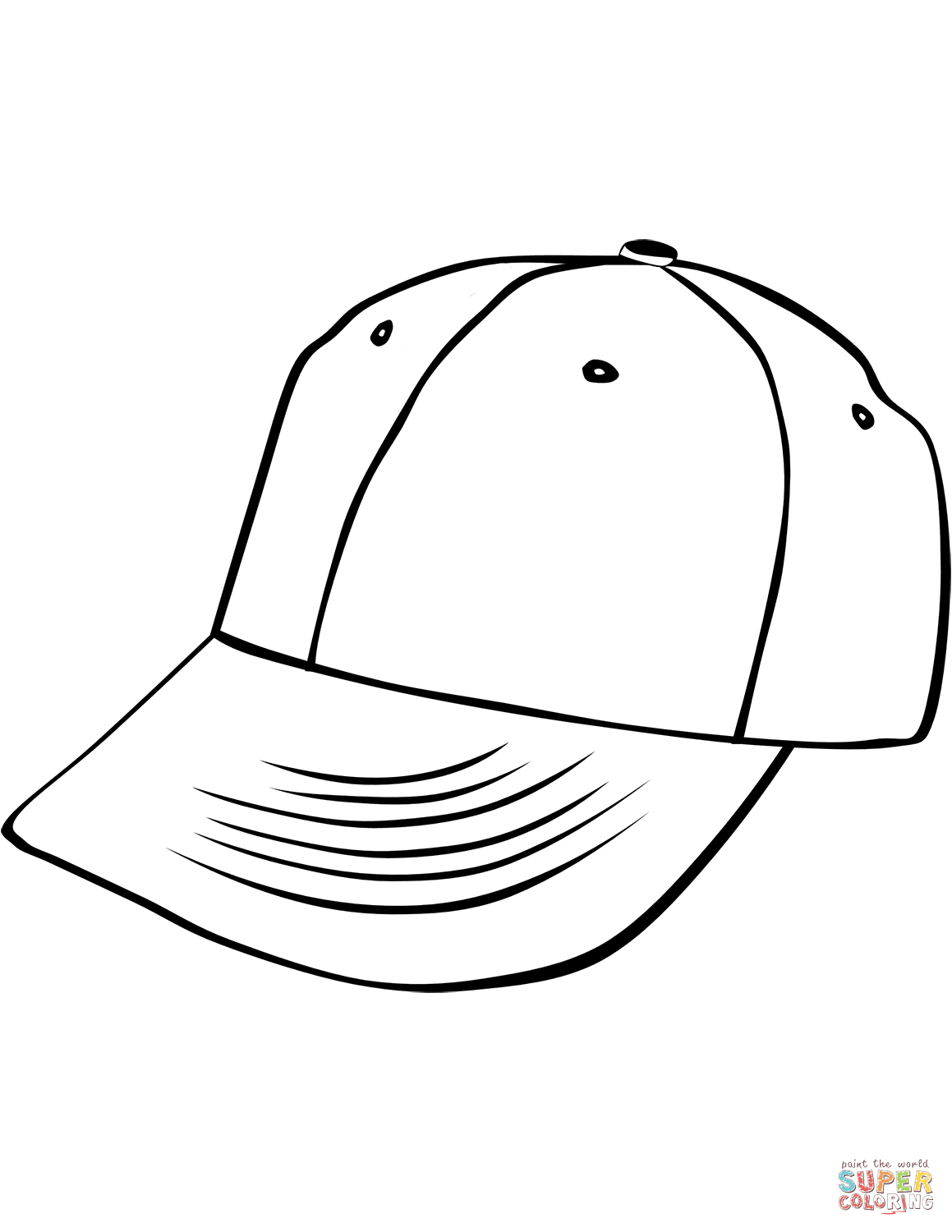 Print baseball cap coloring page