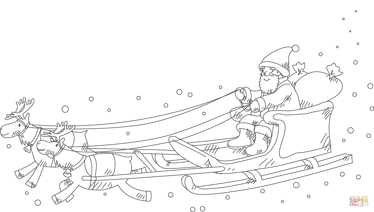 Santa Claus in sleigh pulled by reindeer