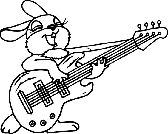 Bunny with Guitar coloring page