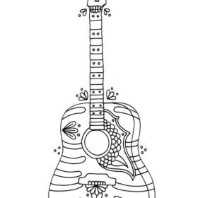 Decorated Guitar coloring page