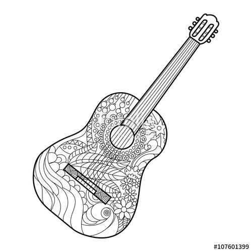 New acoutis Guitar coloring page