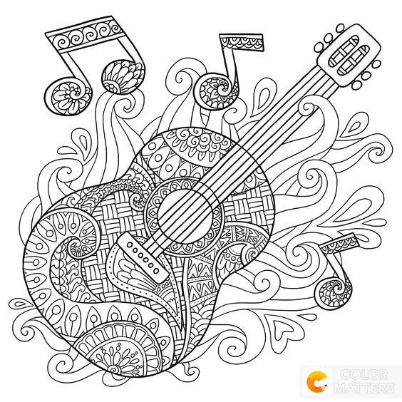 Nice Guitar coloring page for kid