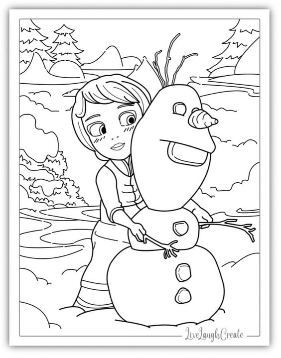 Free Printable Frozen Olaf and young Elsa