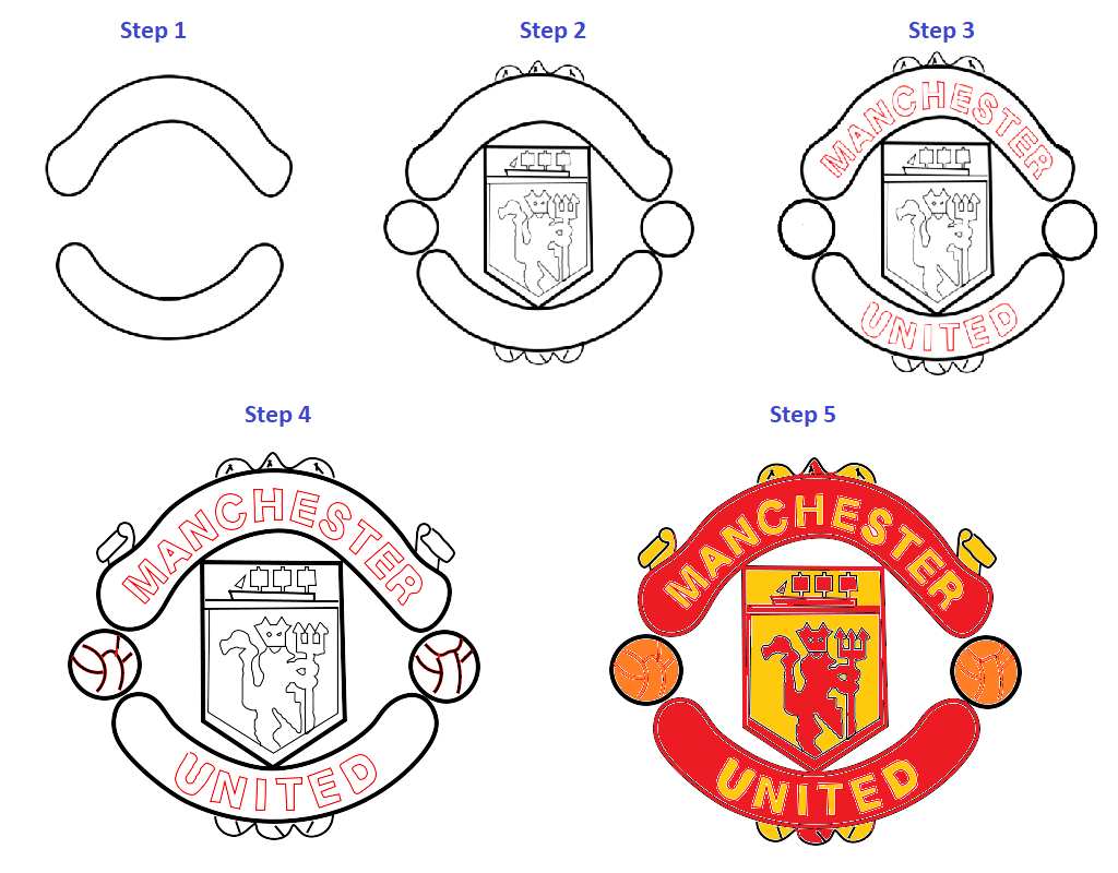 How To Draw Manchester United Logo Step By Step