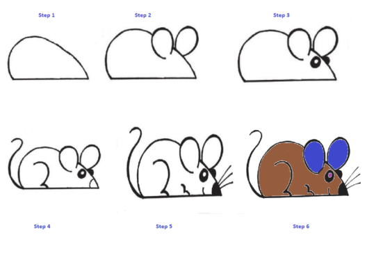 How to draw a mouse step by step