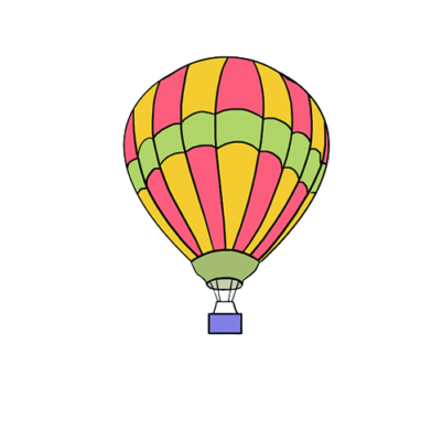 how to draw a hot air balloon step by step