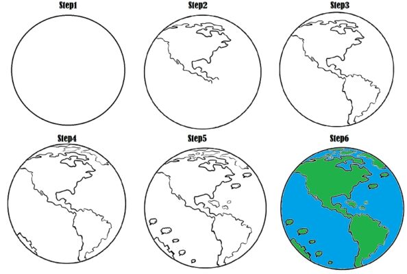 How To Draw The Earth Step by Step