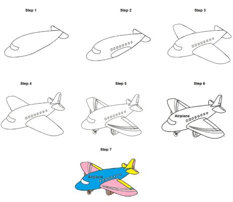 How to draw an airplane step by step