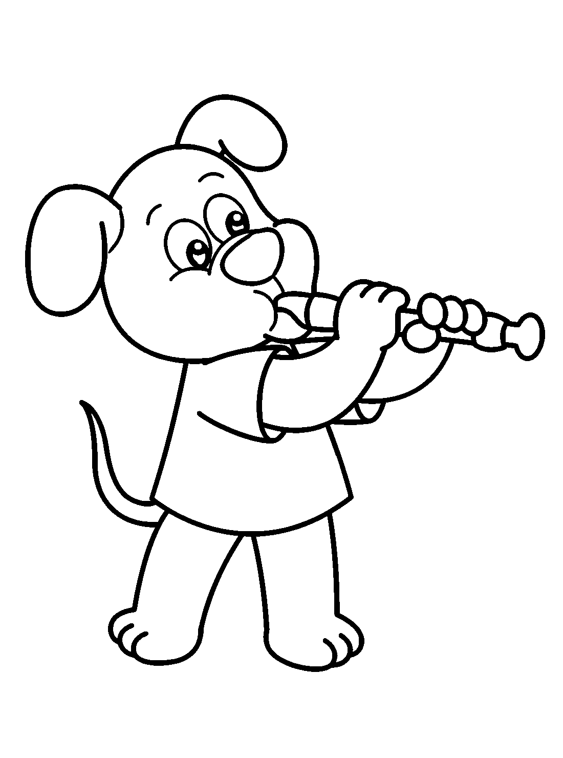 Cute dog with flute