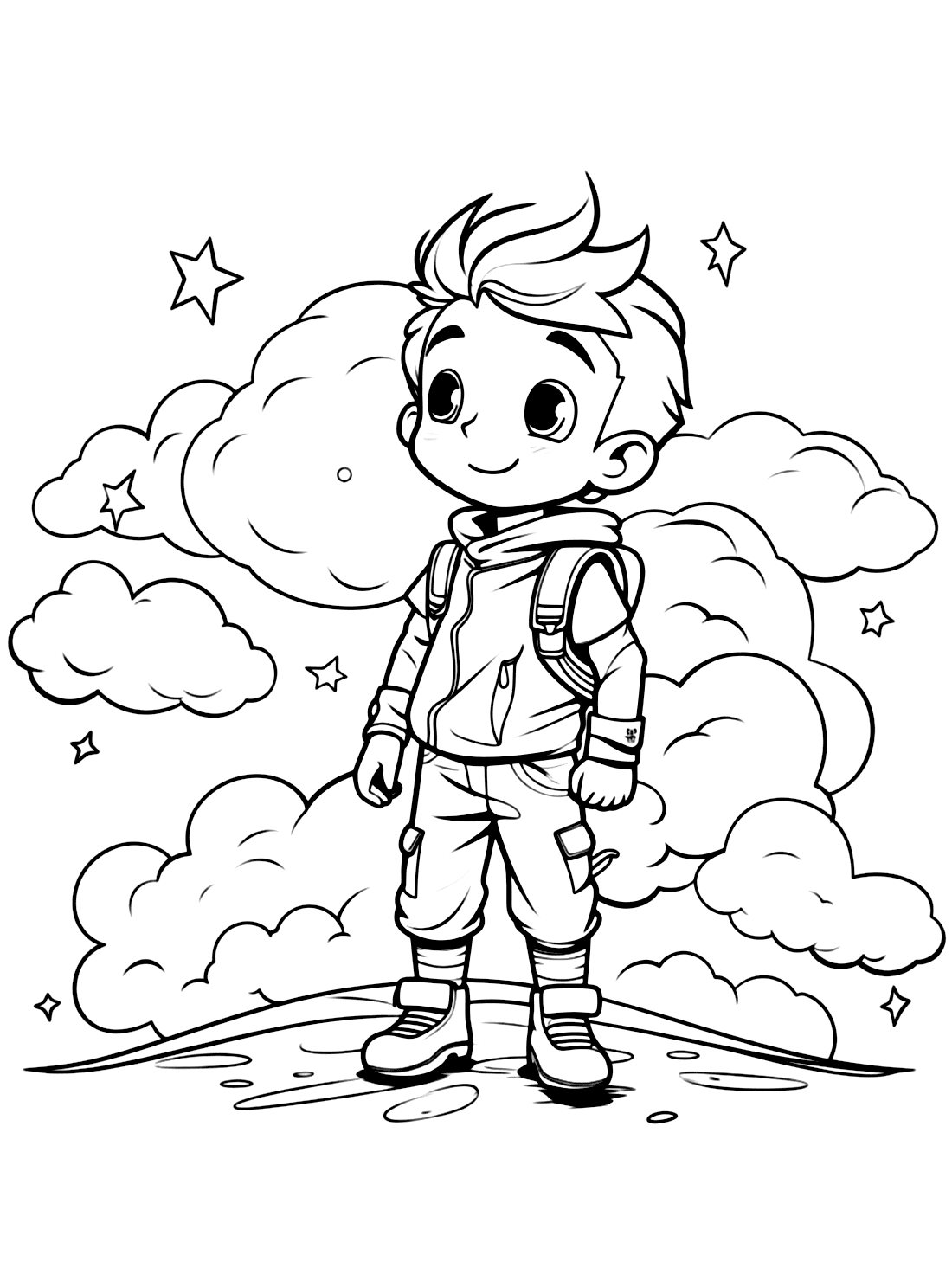 Boy with sky coloring pages