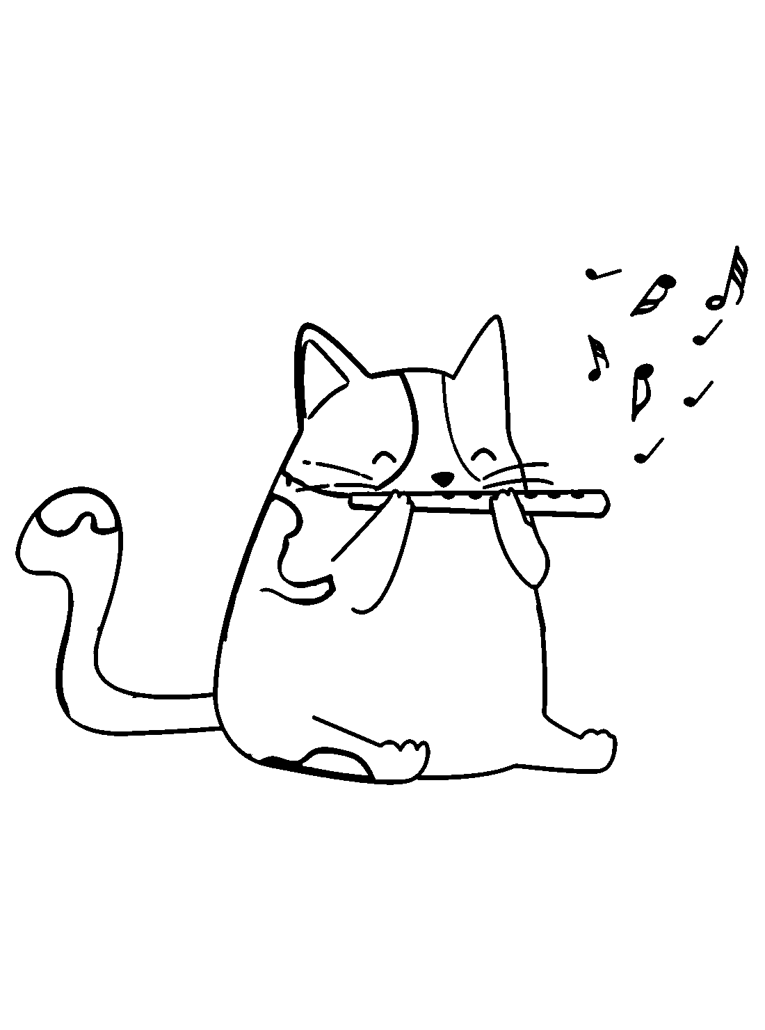 Cute cat with flute