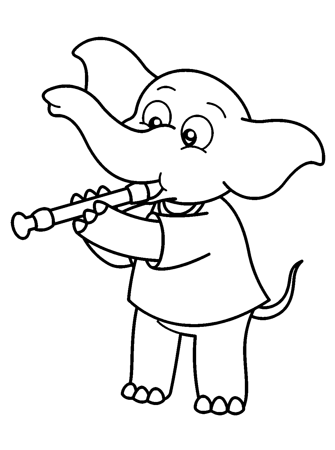 Cute elephant with flute