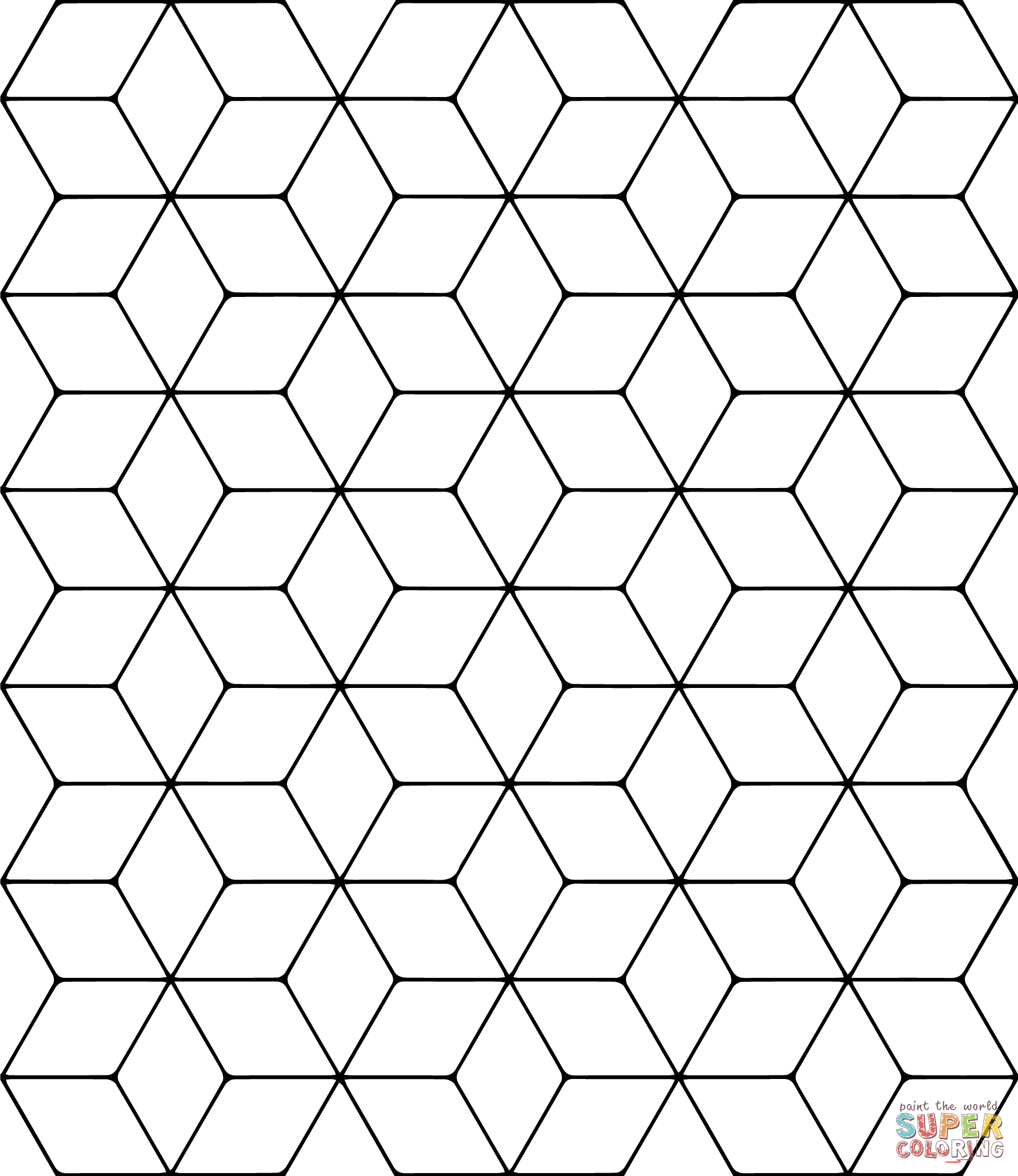 Tessellation with rhombus coloring pages