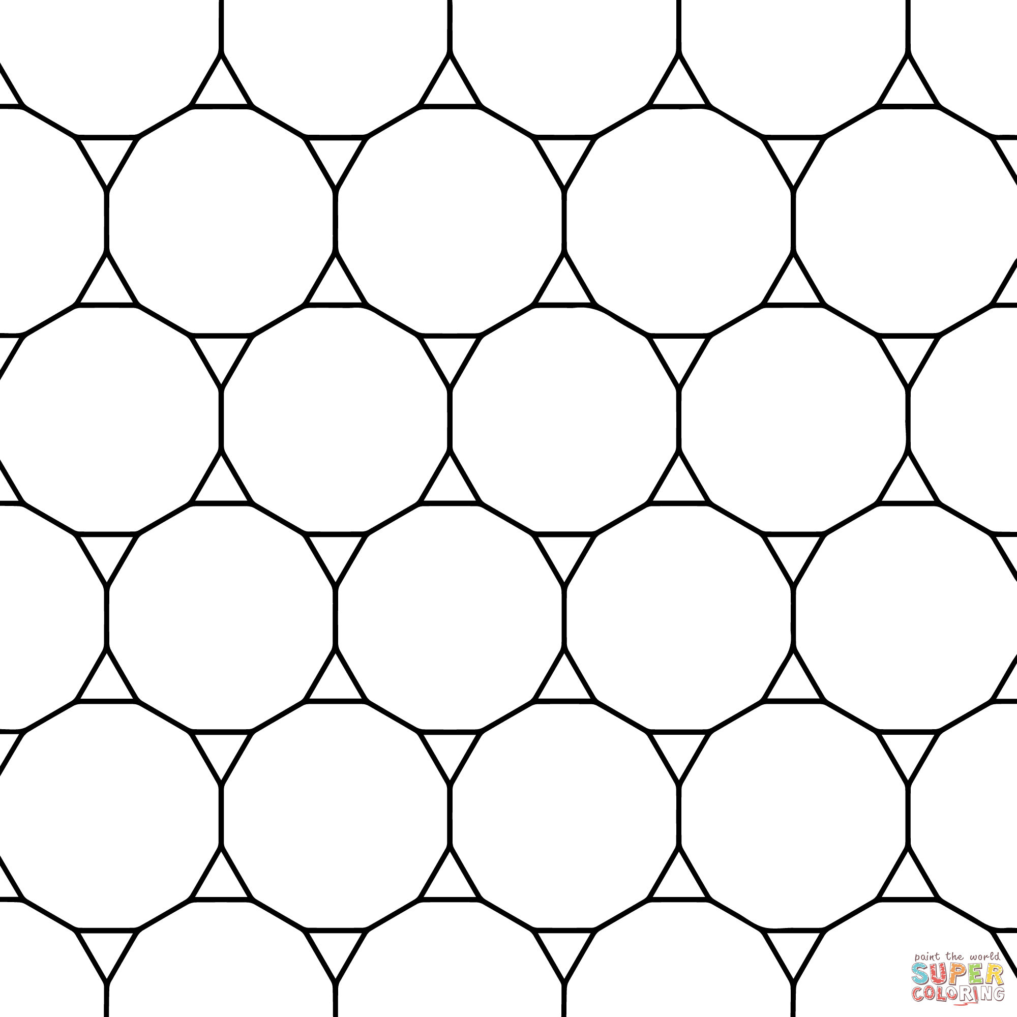 Tessellation with ridecagon and triangle coloring pages