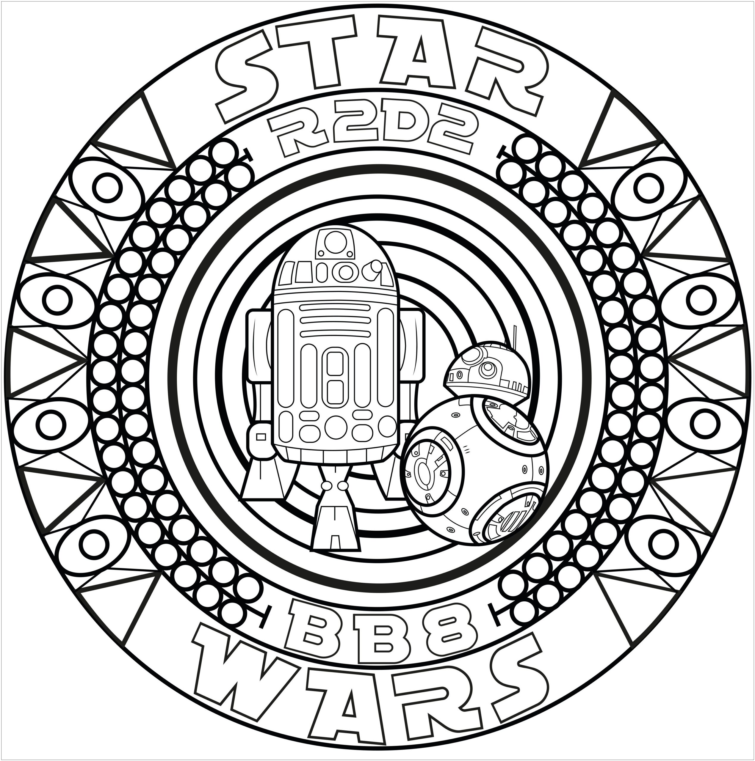 A Mandala Inspired By Star Wars With The Robots bb and r2d2