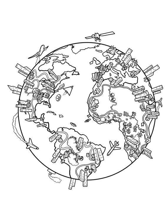 Earth Surrounded With Buildings and Transportation