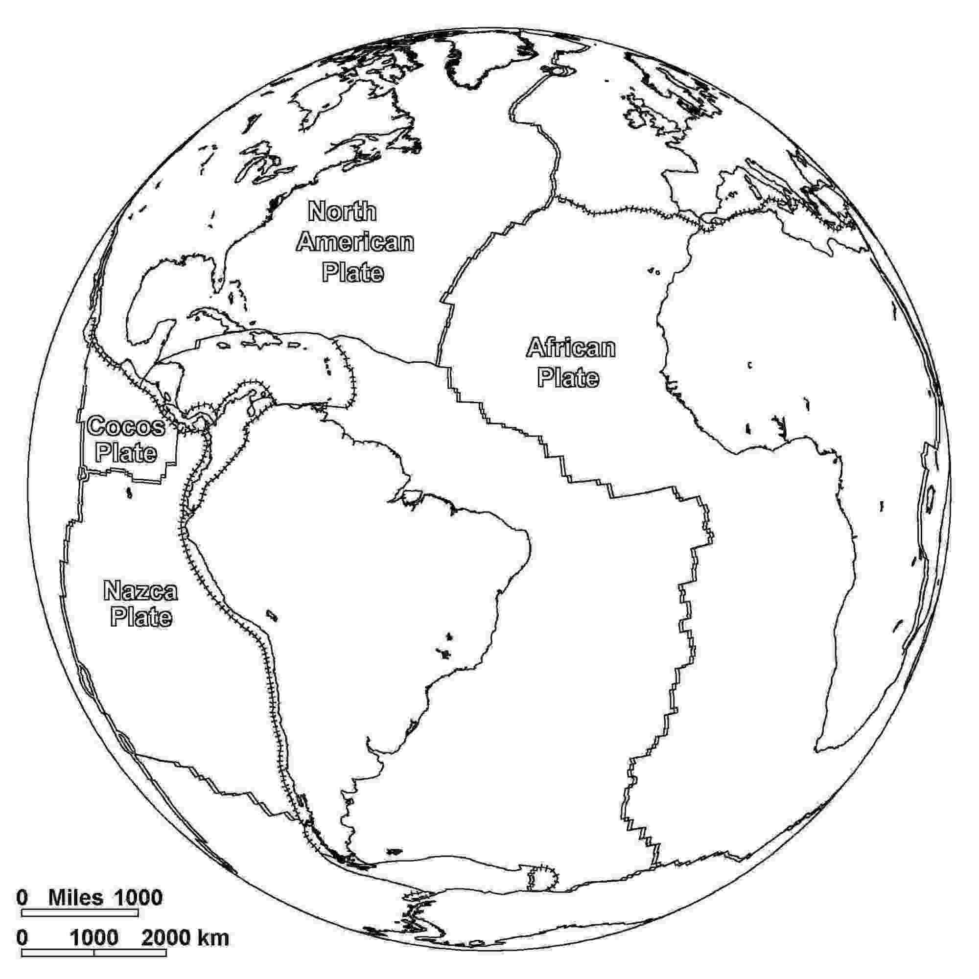 Major Tectonic Plates and Their Approximate Direction of Movement