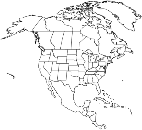 Map of North American Continent