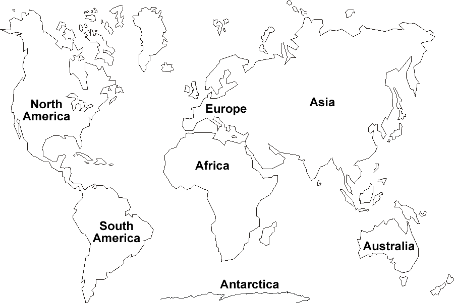 Map of Seven Continents of The World