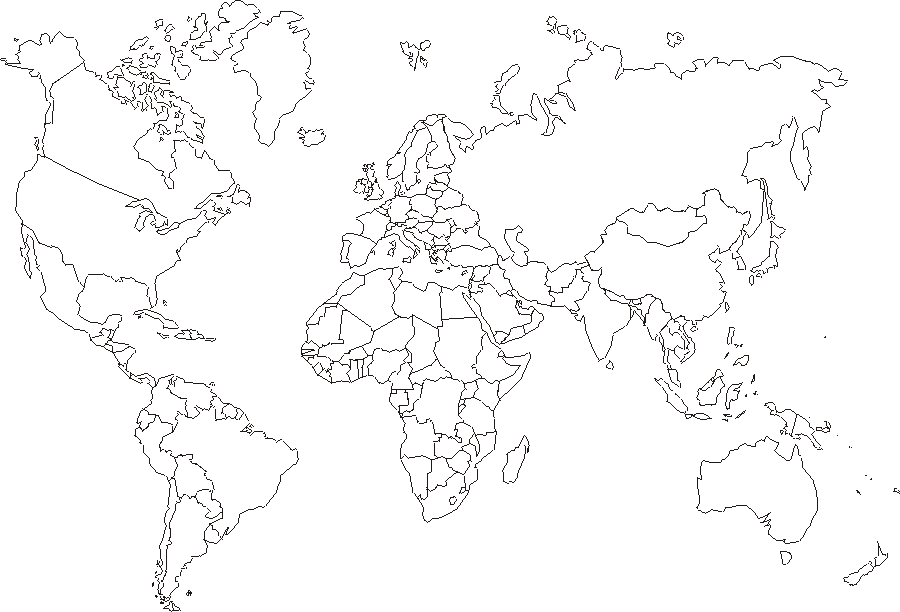 Map of the World Showing Major Countries for Students
