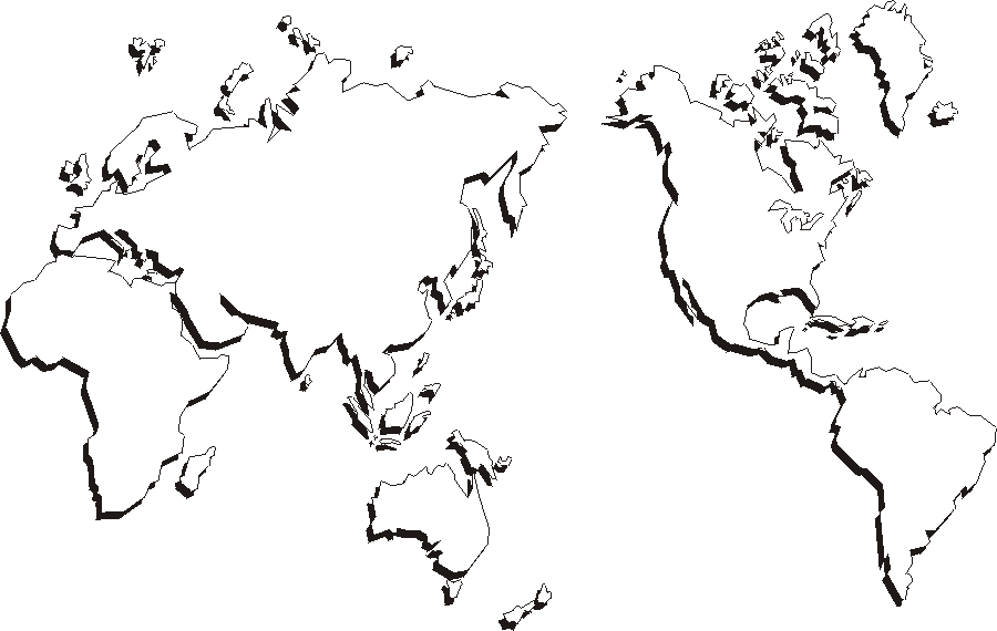 Map of The Continents of the World in 3D
