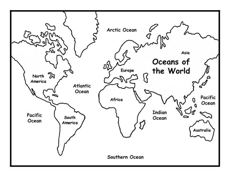 Map of The Oceans of The World