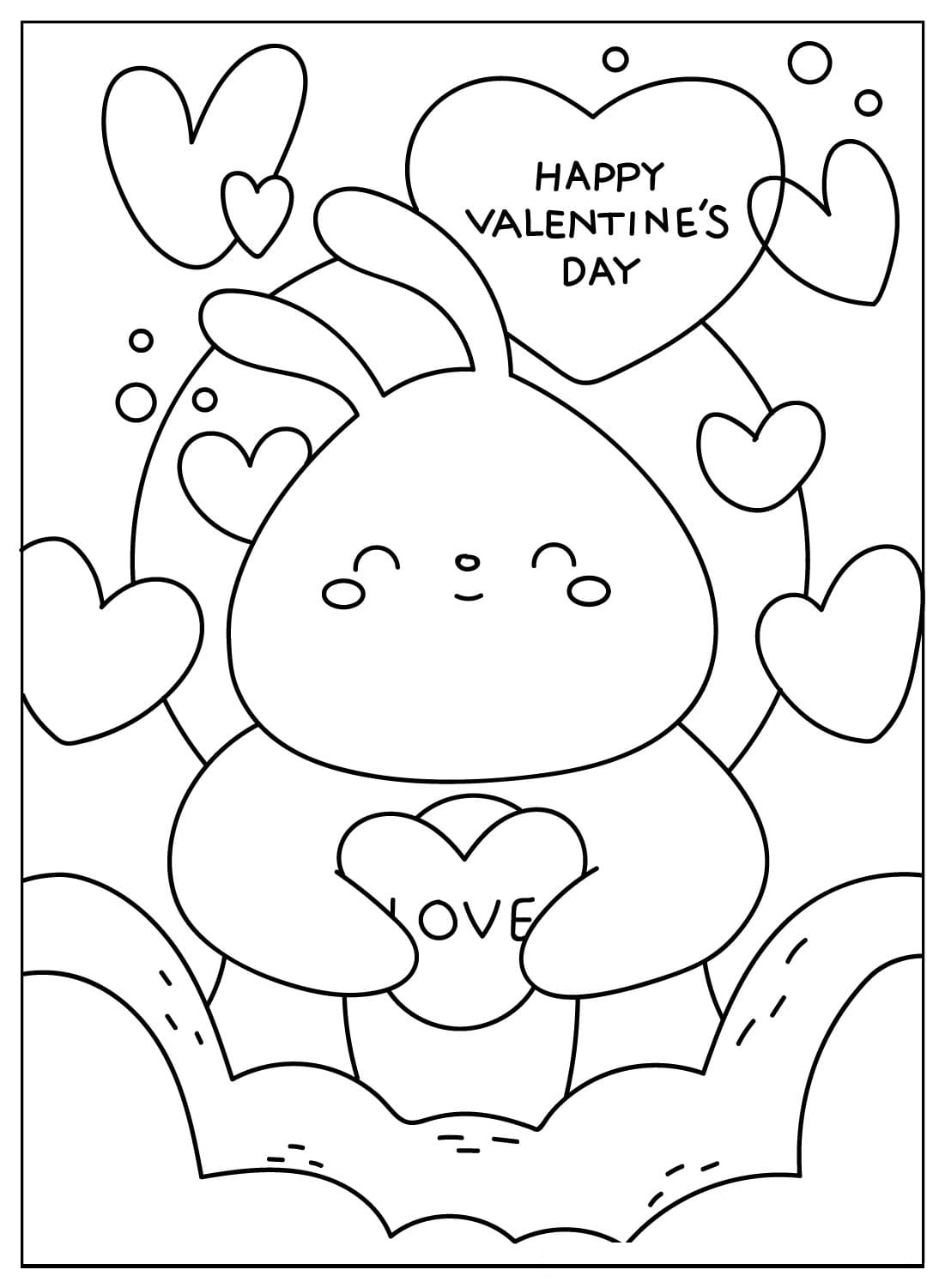 Cute Valentines Day Cards Coloring Page