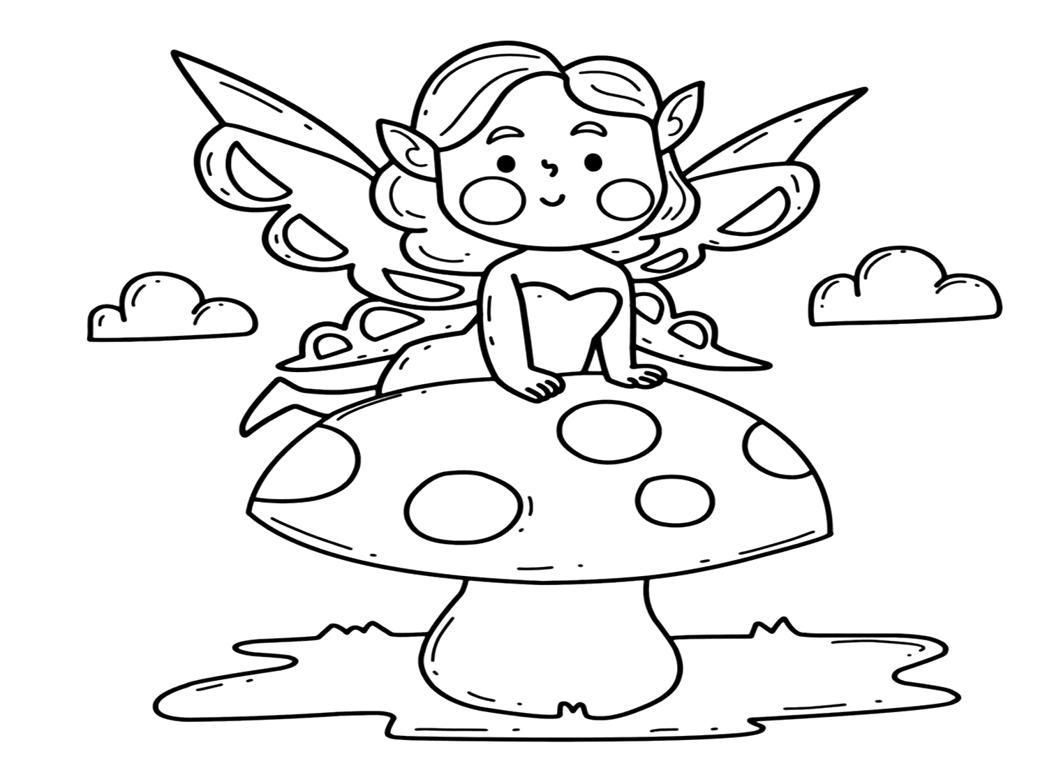 Fairy Mushroom Coloring Page